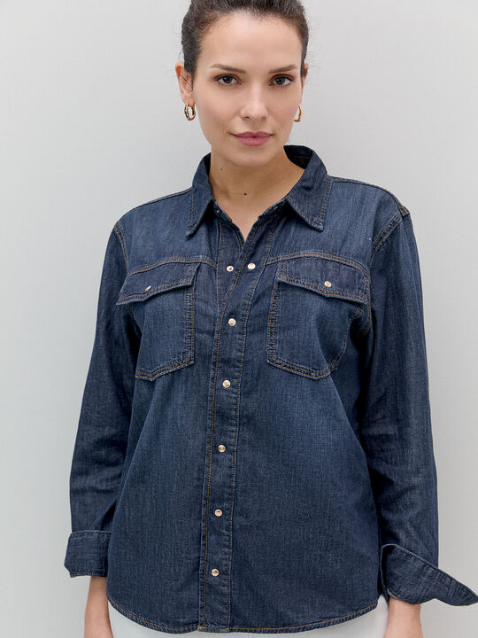 CAMISA VAQUERA RECTA Dark blue image number null