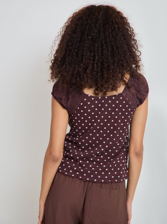 CAMISETA ENCAJE Marron Medio