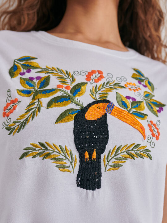 Camiseta algodón bordados Blanco Optico image number null
