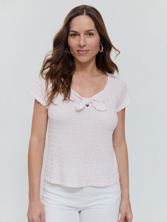 CAMISETA NUDO VICHY Rosa image number null