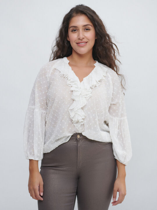 BLUSA PLUMETI DETALLES METALIZADOS Crudo image number null