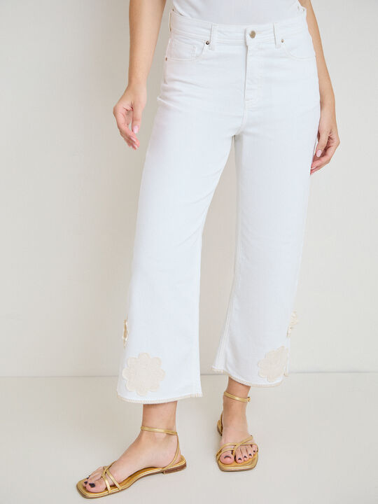 PANTALON DETALLE GANCHILLO Blanco Hueso image number null