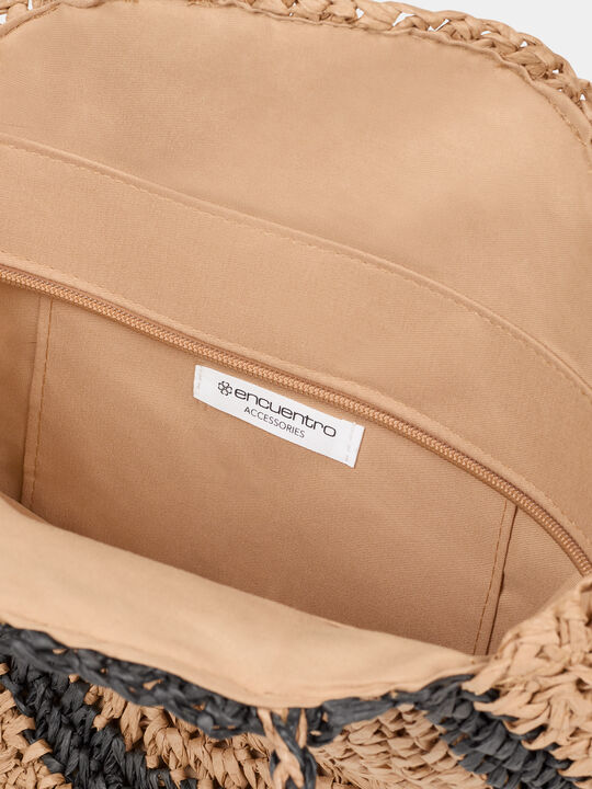 Bolso rafia borlas Negro image number null
