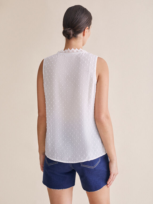 Blusa detalle puntilla Blanco Optico