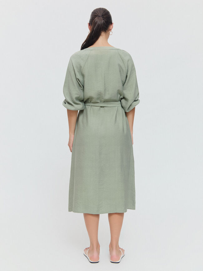 VESTIDO MIDI CINTURON Kaki