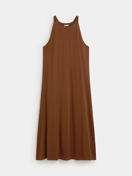 VESTIDO CUELLO HALTER Mocca Oscuro image number null