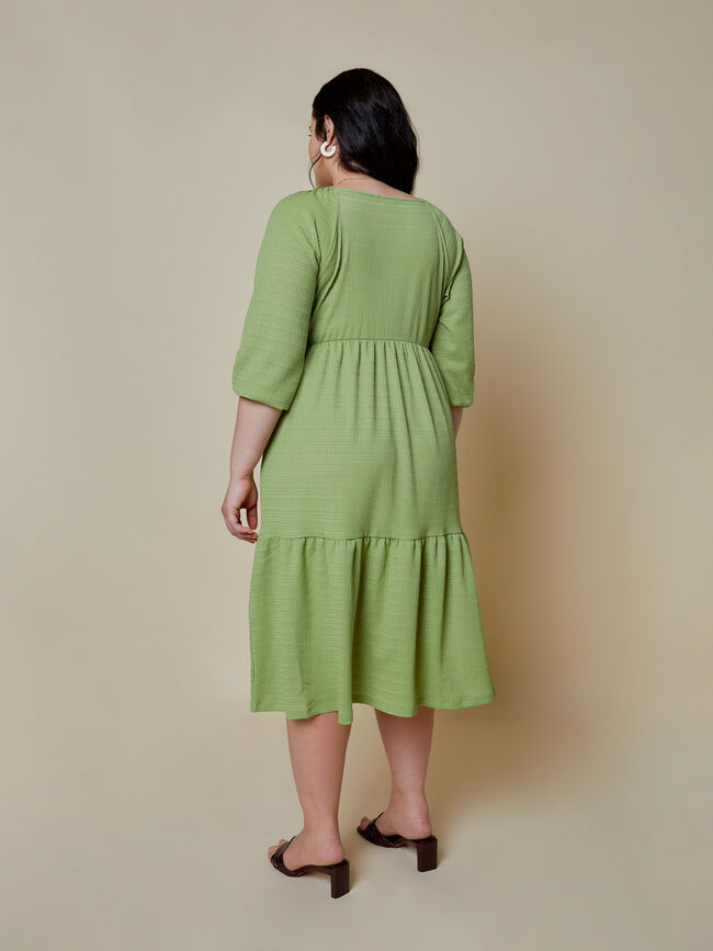 VESTIDO DETALLE TEXTURA kaki claro