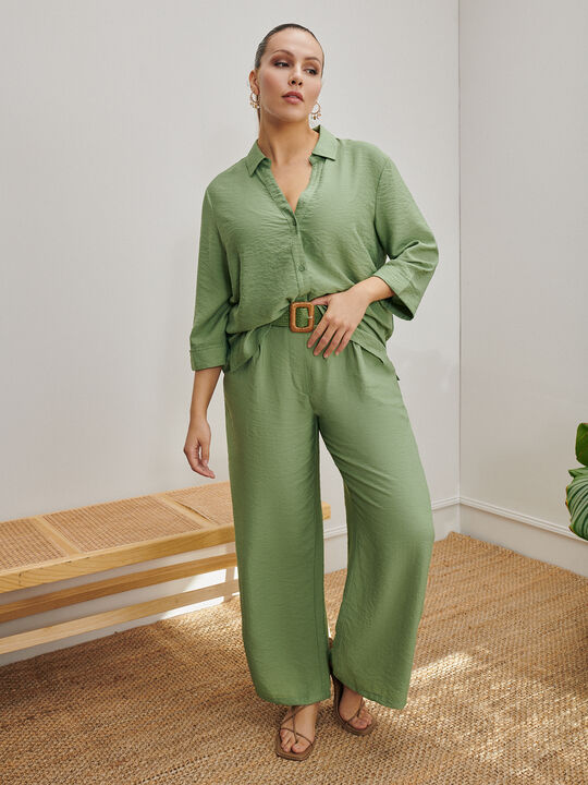 Pantalón formal recto ajustado tela milenium, Moda de Mujer