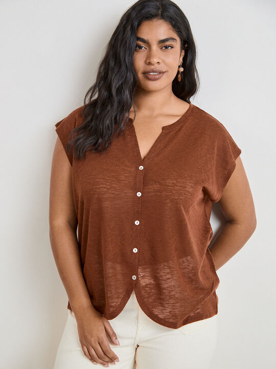 CAMISETA BOTONES Marron Medio image number null