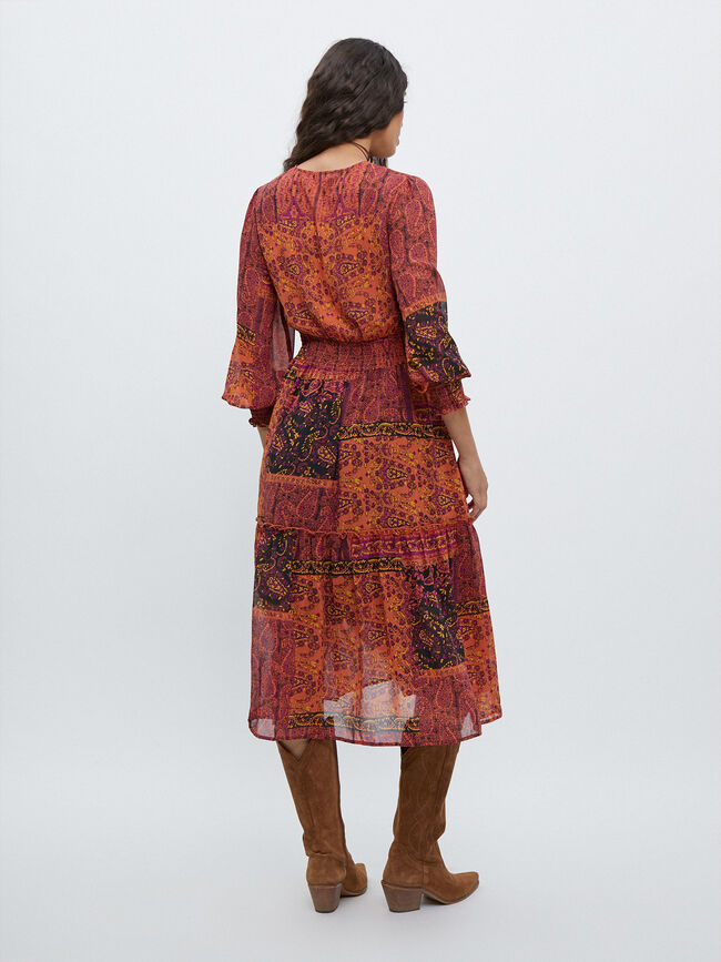 VESTIDO PAISLEY VOLANTE Barro