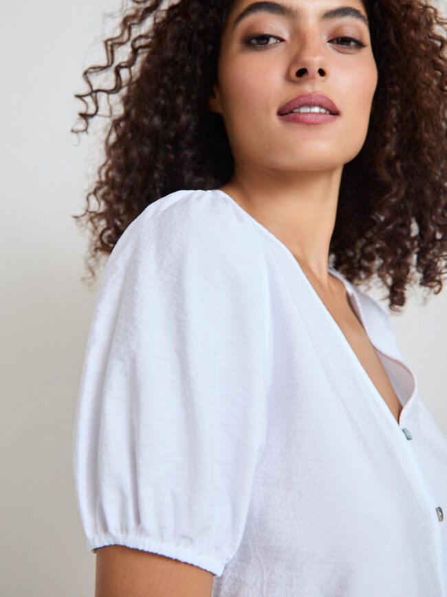 BLUSA MANGA ABULLONADA Blanco Optico