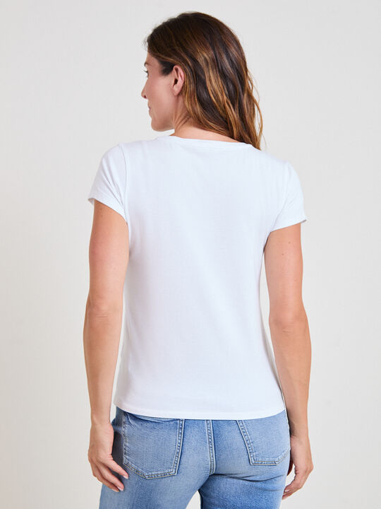 CAMISETA FLORES BORDADAS Blanco Optico image number null