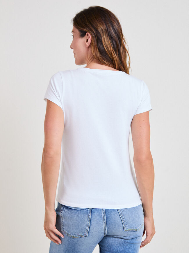 CAMISETA FLORES BORDADAS Blanco Optico