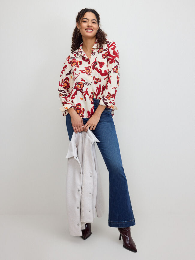 CAMISA VISCOSA ESTAMPADA Crudo