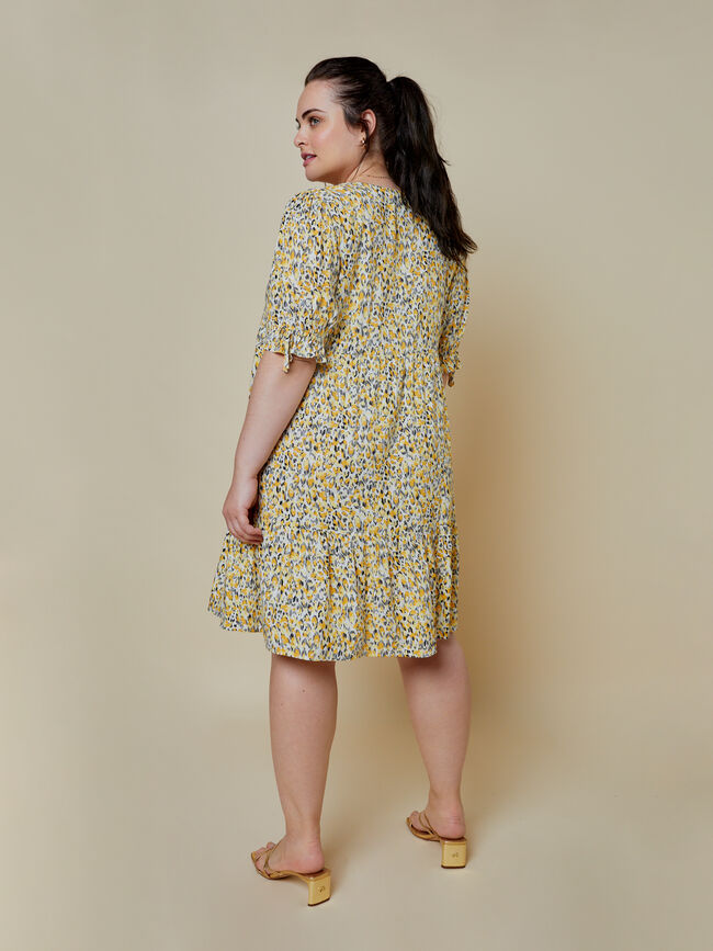 Vestido estampado detalle mangas Geranio