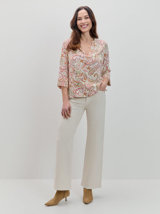 BLUSA FLUIDA ESTAMPADA Crudo image number null