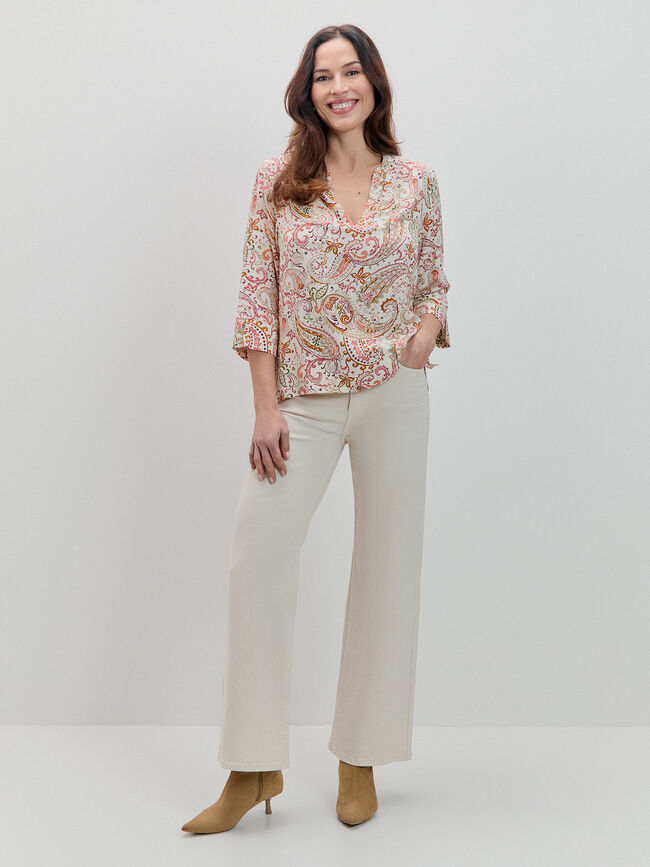 BLUSA FLUIDA ESTAMPADA Crudo