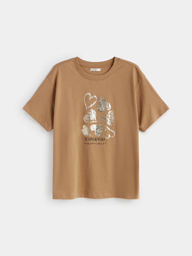 CAMISETA POSICIONAL CORAZONES burnt orange