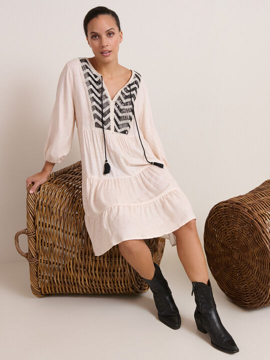 VESTIDO  CORTO PECHERA Crudo image number null