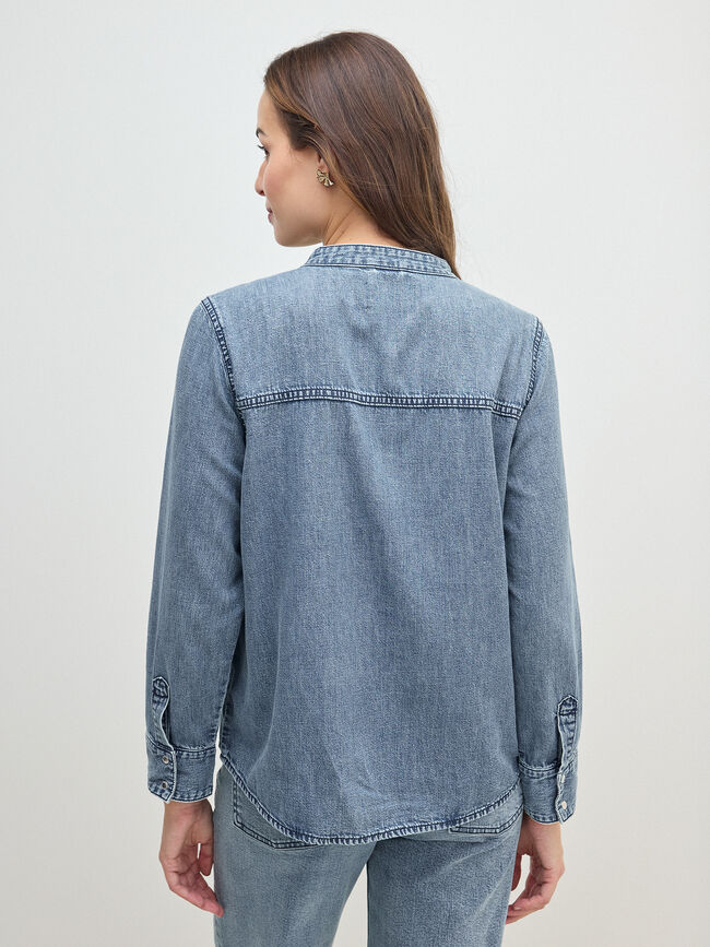 CAMISA VAQUERA BORDADA Mid blue