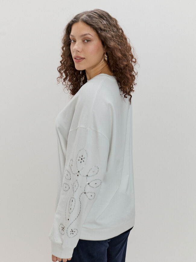 SUDADERA TACHAS PLATEADAS Blanco Optico