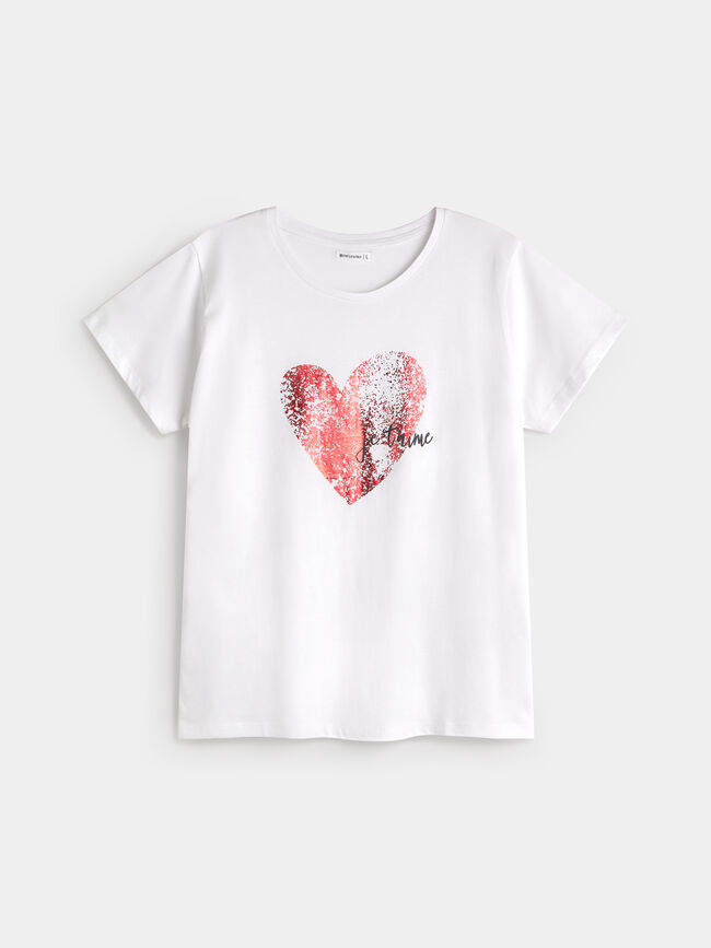 CAMISETA CORAZ&Oacute;N BRILLANTE Blanco Optico