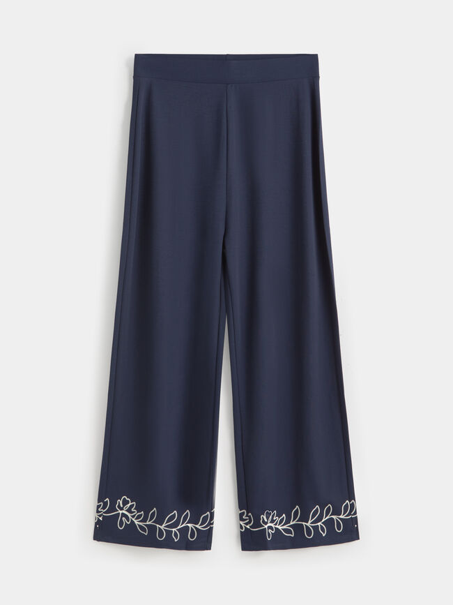 PANTALON FLORES Azul Marino