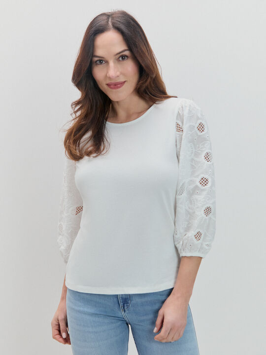 CAMISETA MANGA ABULLONADA Blanco Optico image number null