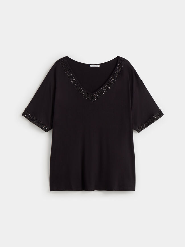 CAMISETA  LENTEJUELAS Negro