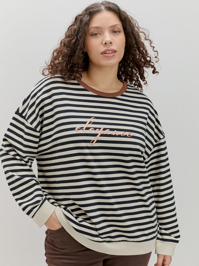 SUDADERA RAYAS LETTERING Piedra