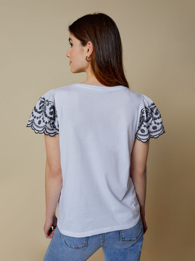 Camiseta detalle mangas 100% algodón Blanco Optico
