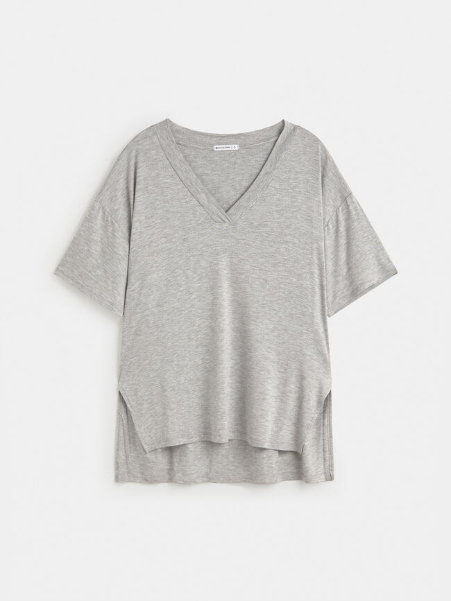 CAMISETA CUELLO PICO GrisVigoreClaro