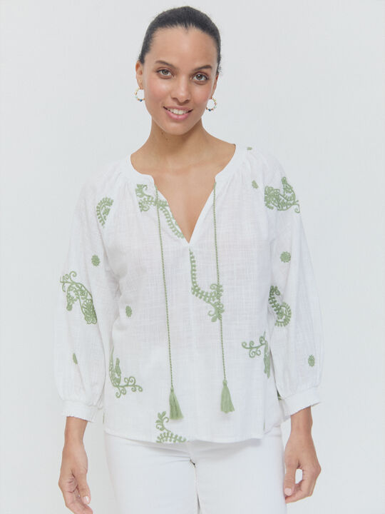 BLUSA BORDADA Blanco Optico image number null
