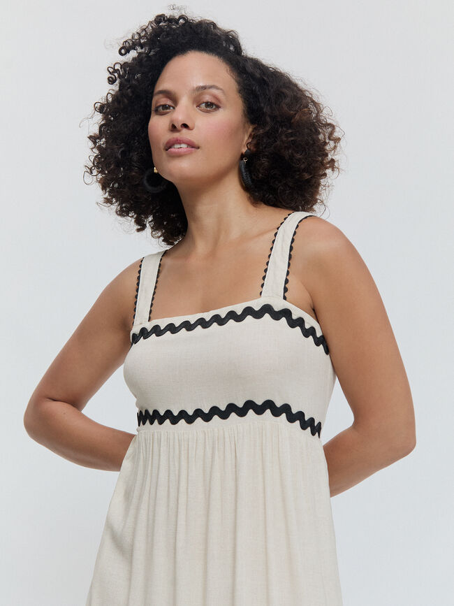 VESTIDO DETALLE ONDULINA Beige