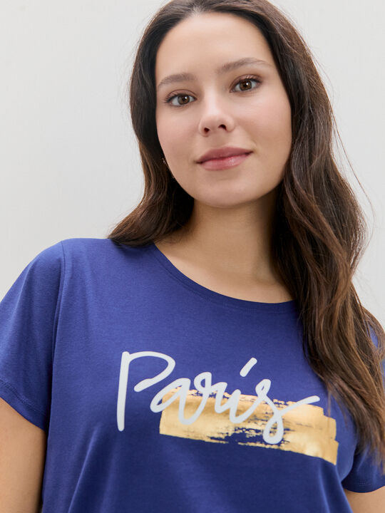 CAMISETA PARÍS BRILLANTE Azul Marino image number null