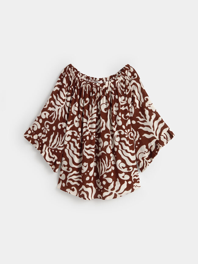 BLUSA ESTAMPADA Marron Medio