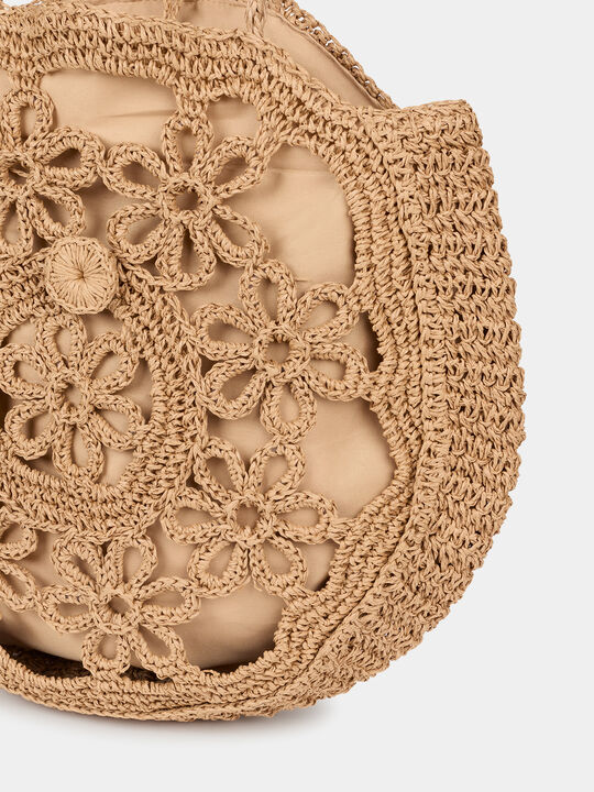 Bolso rafia flores Beige image number null