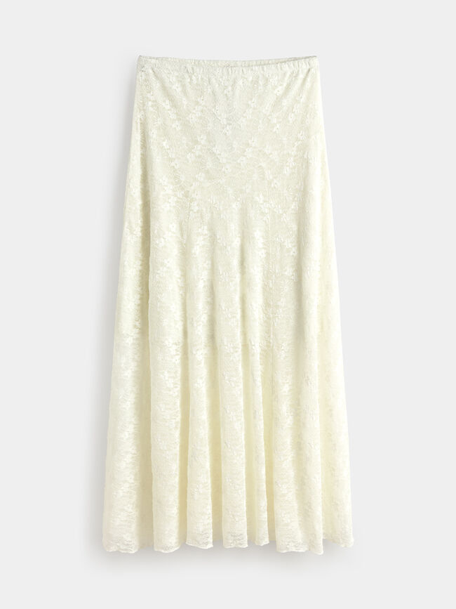 FALDA ASIMETRICA ENCAJE Blanco Optico