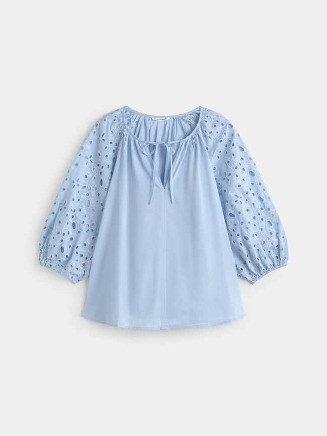 BLUSA MANGA TROQUELADA Azul Bebe