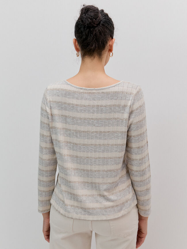 CAMISETA CANAL&Eacute; ANCHO RAYAS LAGRIMA Beige