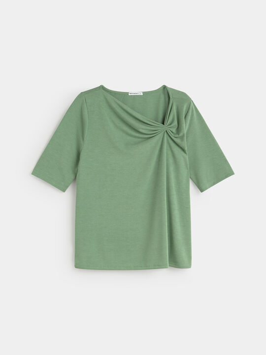 CAMISETA LANOSO PLIEGUES Verde Pino image number null