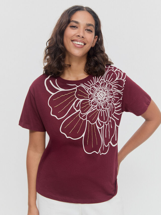 CAMISETA POSICIONAL FLOR Granate