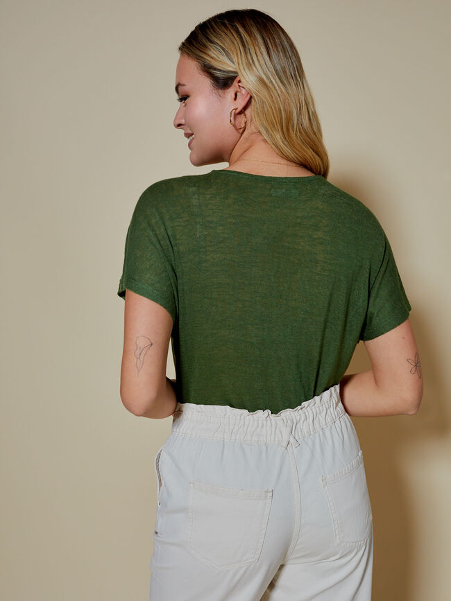 CAMISETA DETALLE CALADOS Kaki