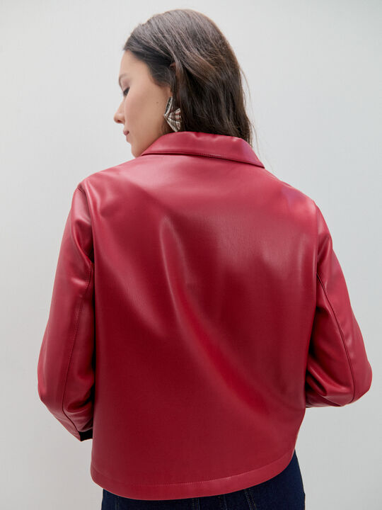 CHAQUETA POLIPIEL BOLSILLOS Rojo image number null