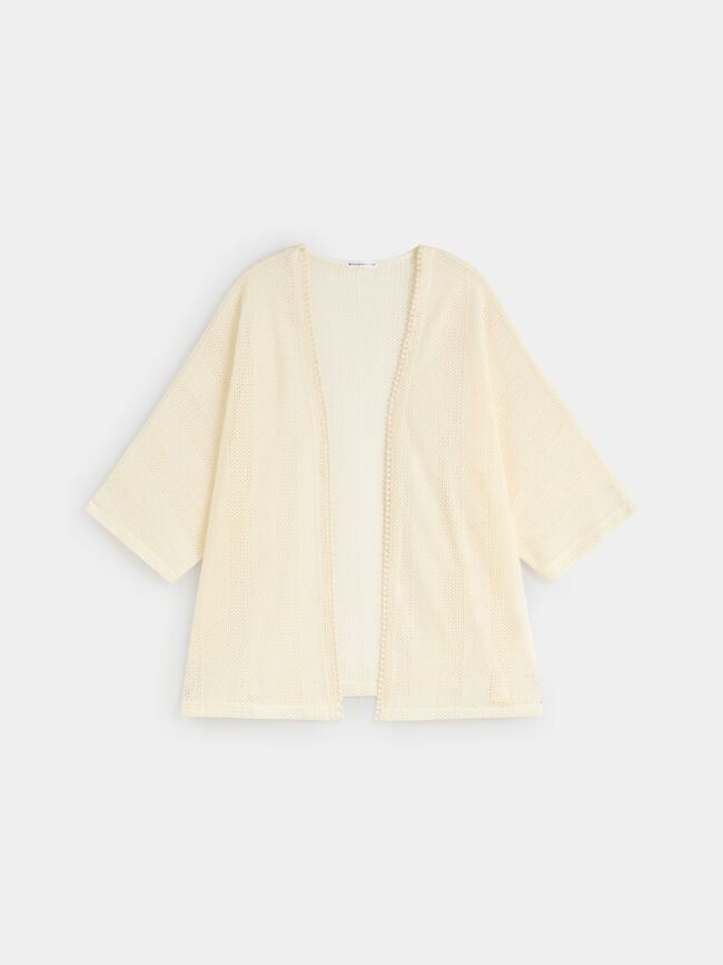 CHAQUETA PUNTO CALADO Crudo