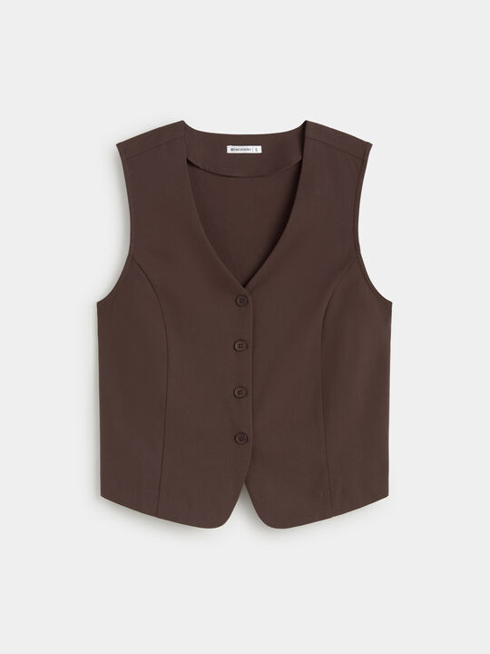 CHALECO BASICO BOTONES Marron image number null