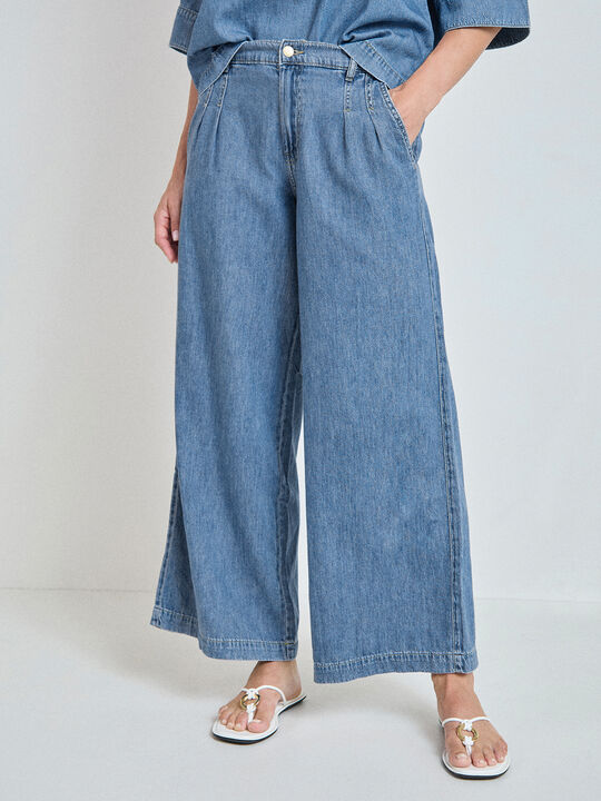 PANTALON VAQUERO HOJITAS Mid blue image number null