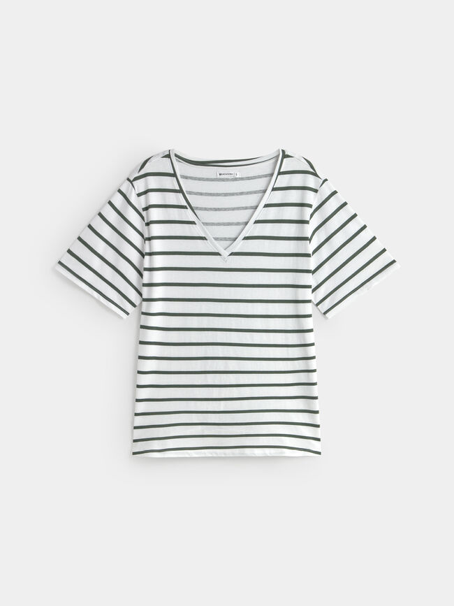 CAMISETA CUELLO PICO Rayas 1
