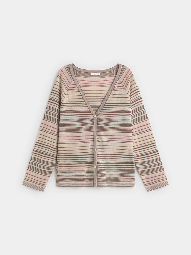 C&Aacute;RDIGAN RALLAS BRILLO Beige