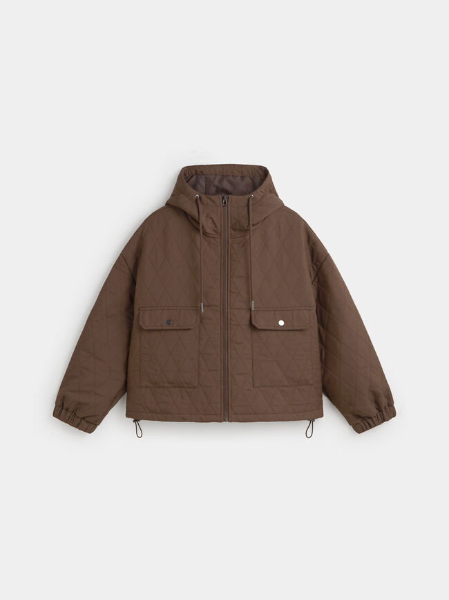 CHAQUETA DETALLE CAPUCHA Marron Medio